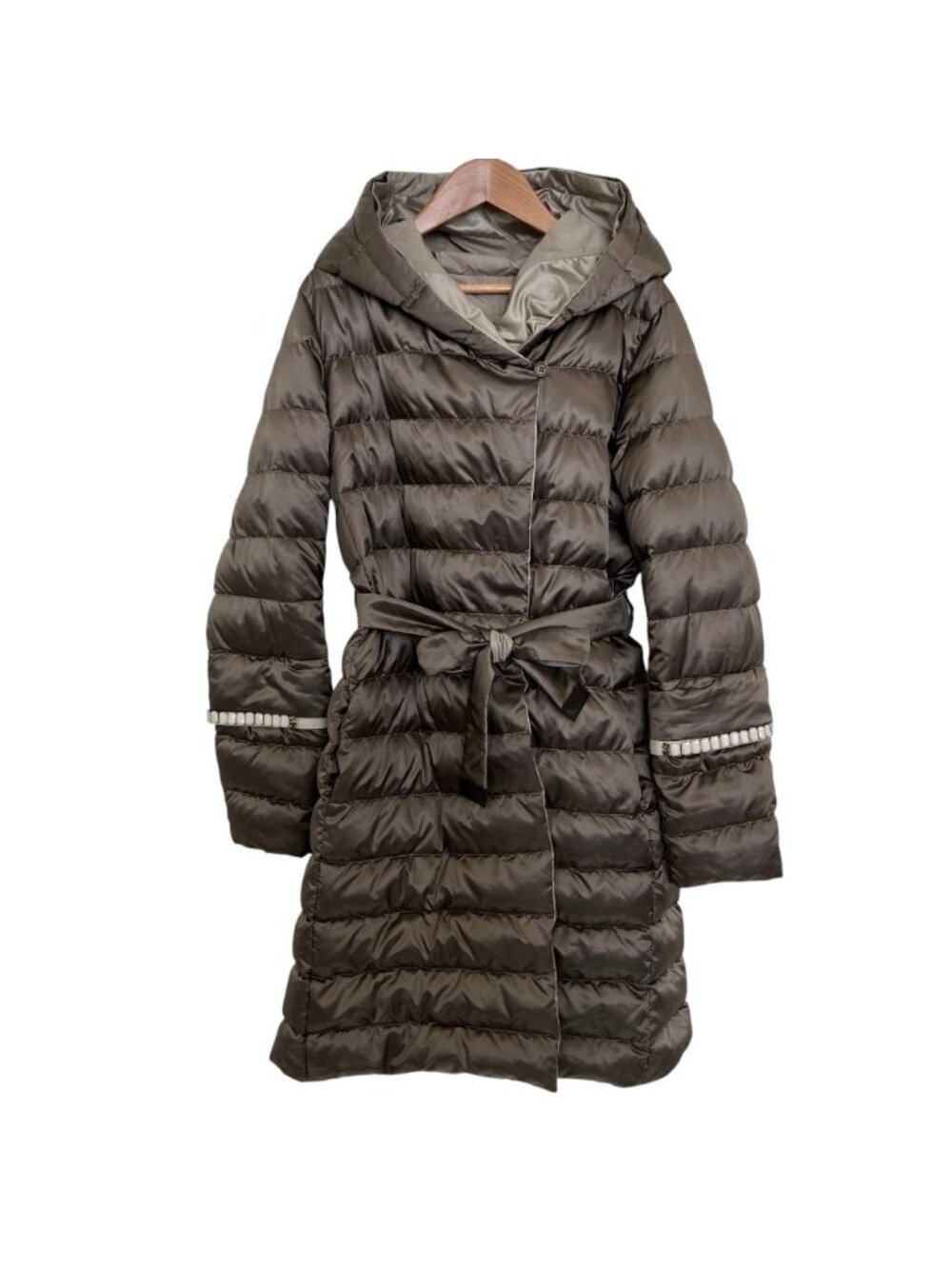 Max Mara 'S Bijou Trim Reversible Down Coat Brown 42